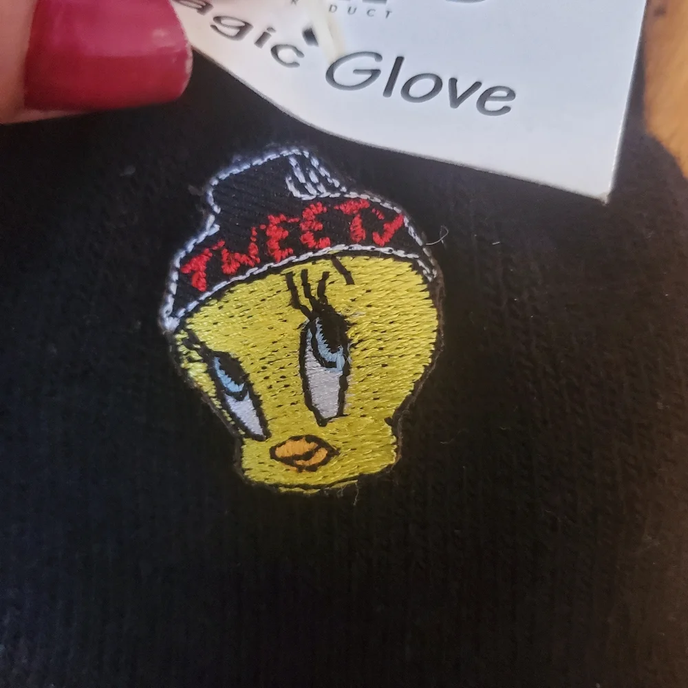 1996 Tweety looney tunes Magic GLOVES Vintage black one size feet all